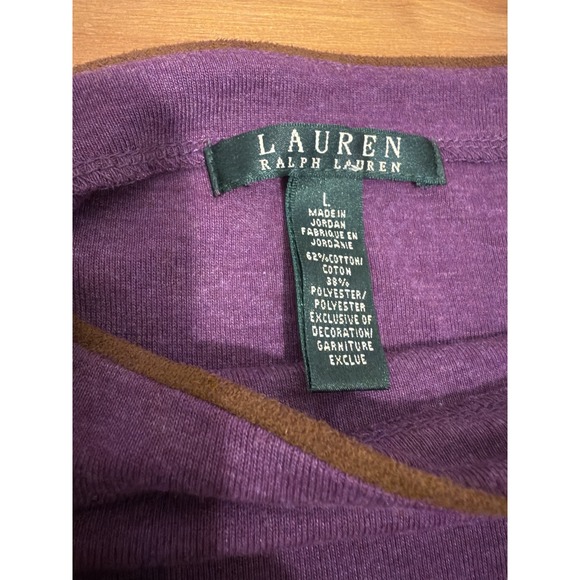 Lauren Ralph Lauren Women's Purple Boat Neck Button Accent Top Size Large - Picture 3 of 5